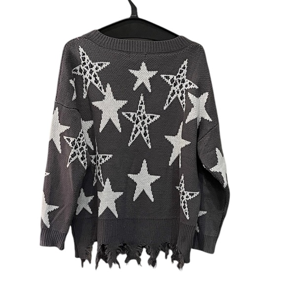 Umgee A-Frayed the Stars Are Yours Sweater Size Small Oversized - Picture 3 of 7